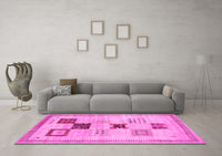 Machine Washable Abstract Pink Contemporary Rug, wshcon594pnk