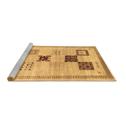 Sideview of Machine Washable Abstract Brown Contemporary Rug, wshcon594brn