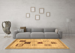 Machine Washable Abstract Brown Contemporary Rug in a Living Room,, wshcon594brn