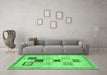 Machine Washable Abstract Emerald Green Contemporary Area Rugs in a Living Room,, wshcon594emgrn