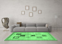 Machine Washable Abstract Emerald Green Contemporary Rug, wshcon594emgrn