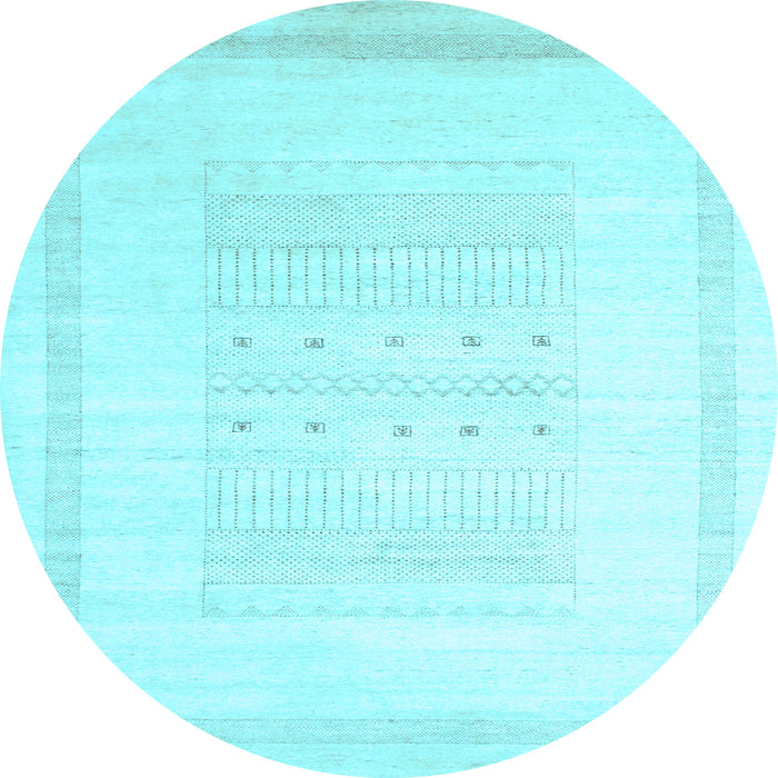 Round Solid Light Blue Modern Rug, con595lblu