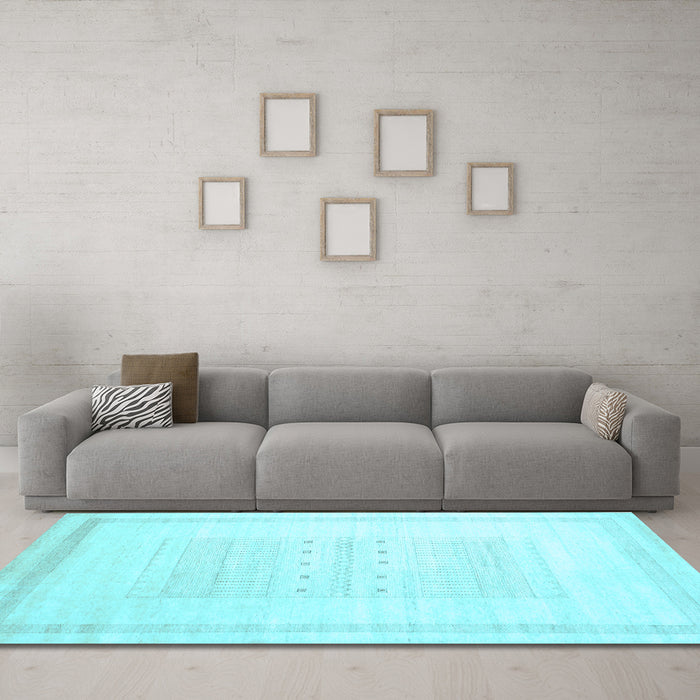 Machine Washable Solid Light Blue Modern Rug in a Living Room, wshcon595lblu