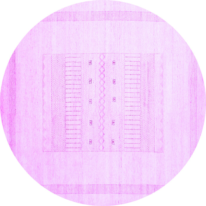 Round Machine Washable Solid Purple Modern Area Rugs, wshcon595pur