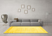 Machine Washable Solid Yellow Modern Rug in a Living Room, wshcon595yw