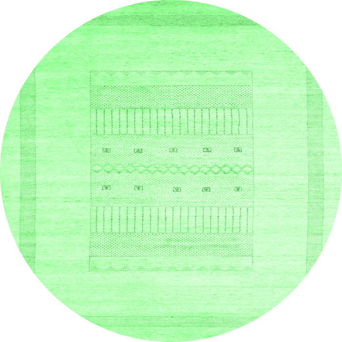Round Machine Washable Solid Emerald Green Modern Area Rugs, wshcon595emgrn