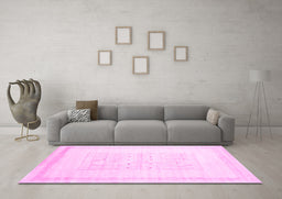 Machine Washable Solid Pink Modern Rug in a Living Room, wshcon595pnk