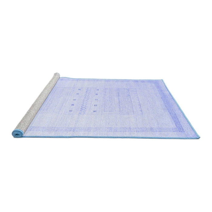 Sideview of Machine Washable Solid Blue Modern Rug, wshcon595blu