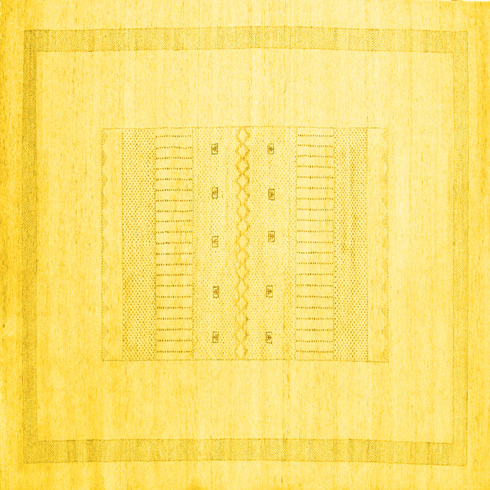 Square Machine Washable Solid Yellow Modern Rug, wshcon595yw