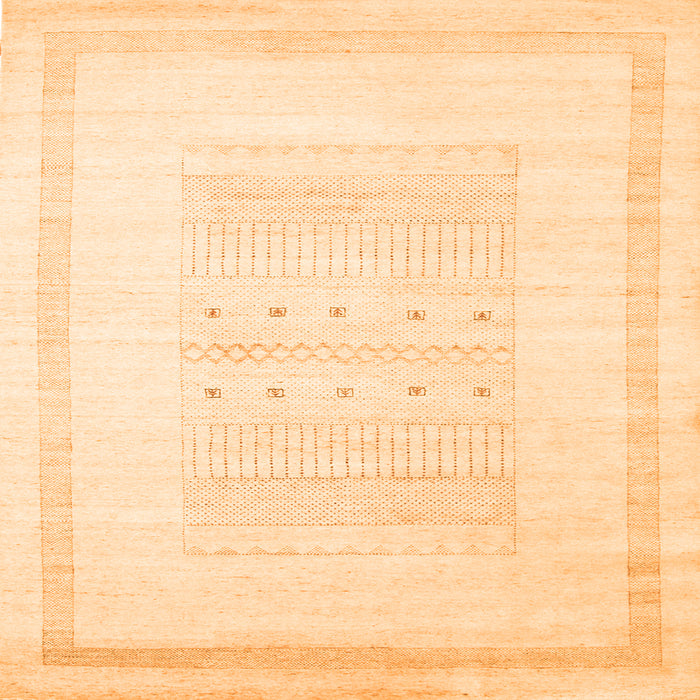 Round Machine Washable Solid Orange Modern Area Rugs, wshcon595org