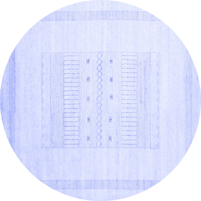Round Machine Washable Solid Blue Modern Rug, wshcon595blu