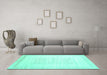 Machine Washable Solid Turquoise Modern Area Rugs in a Living Room,, wshcon595turq