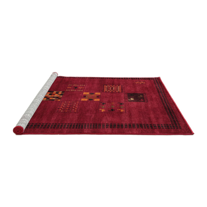 Serging Thickness of Machine Washable Contemporary Saffron Red Rug, wshcon596