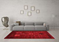 Machine Washable Abstract Red Contemporary Rug, wshcon596red