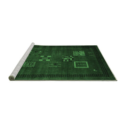 Sideview of Machine Washable Abstract Emerald Green Contemporary Area Rugs, wshcon596emgrn