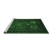 Sideview of Machine Washable Abstract Emerald Green Contemporary Area Rugs, wshcon596emgrn