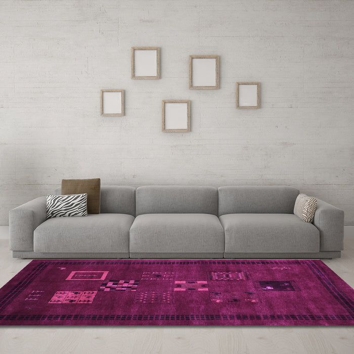 Machine Washable Abstract Purple Contemporary Area Rugs in a Living Room, wshcon596pur