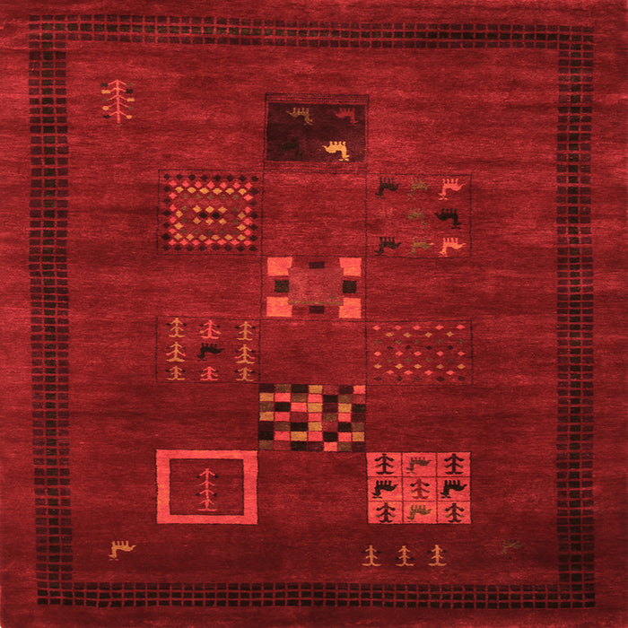 Serging Thickness of Abstract Orange Contemporary Rug, con596org