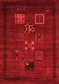 Abstract Red Contemporary Rug, con596red