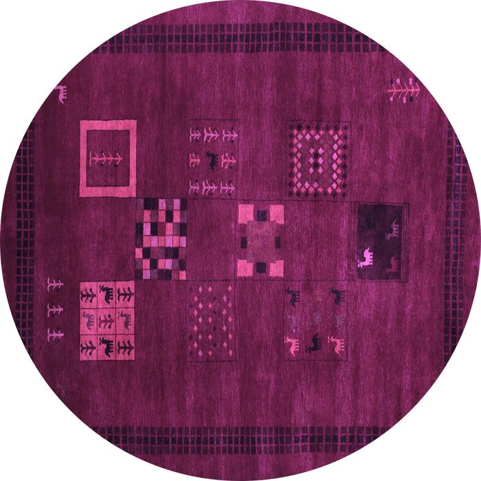 Round Machine Washable Abstract Purple Contemporary Area Rugs, wshcon596pur