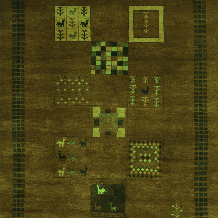 Serging Thickness of Machine Washable Abstract Green Contemporary Area Rugs, wshcon596grn