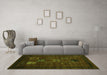 Machine Washable Abstract Green Contemporary Area Rugs in a Living Room,, wshcon596grn