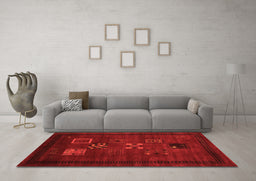 Machine Washable Abstract Orange Contemporary Area Rugs in a Living Room, wshcon596org