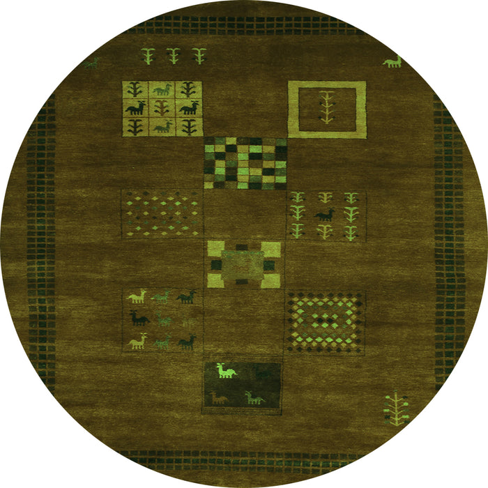 Square Abstract Green Contemporary Rug, con596grn