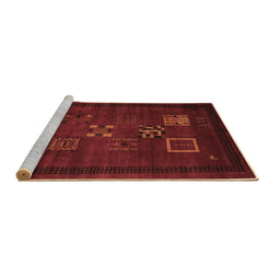 Sideview of Machine Washable Abstract Brown Contemporary Rug, wshcon596brn