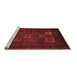 Sideview of Machine Washable Abstract Brown Contemporary Rug, wshcon596brn