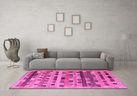 Machine Washable Abstract Pink Contemporary Rug, wshcon597pnk