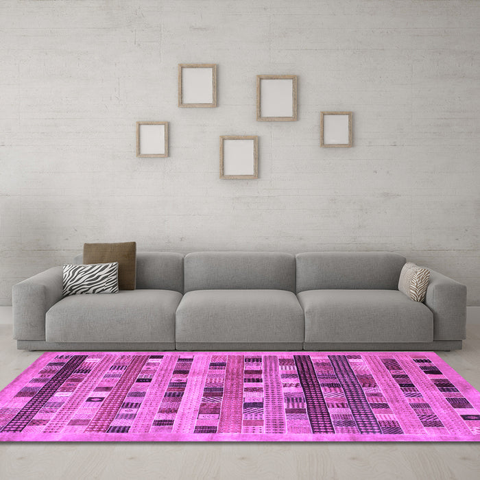 Machine Washable Abstract Purple Contemporary Area Rugs in a Living Room, wshcon597pur