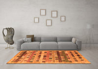 Machine Washable Abstract Orange Contemporary Rug, wshcon597org