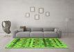 Machine Washable Abstract Green Contemporary Area Rugs in a Living Room,, wshcon597grn