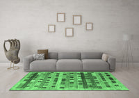 Machine Washable Abstract Emerald Green Contemporary Rug, wshcon597emgrn
