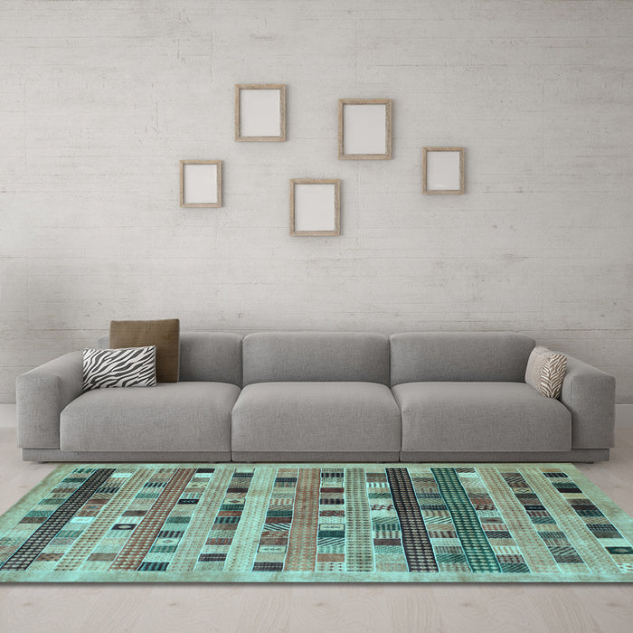 Machine Washable Abstract Light Blue Contemporary Rug in a Living Room, wshcon597lblu
