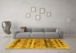 Machine Washable Abstract Yellow Contemporary Rug in a Living Room, wshcon597yw