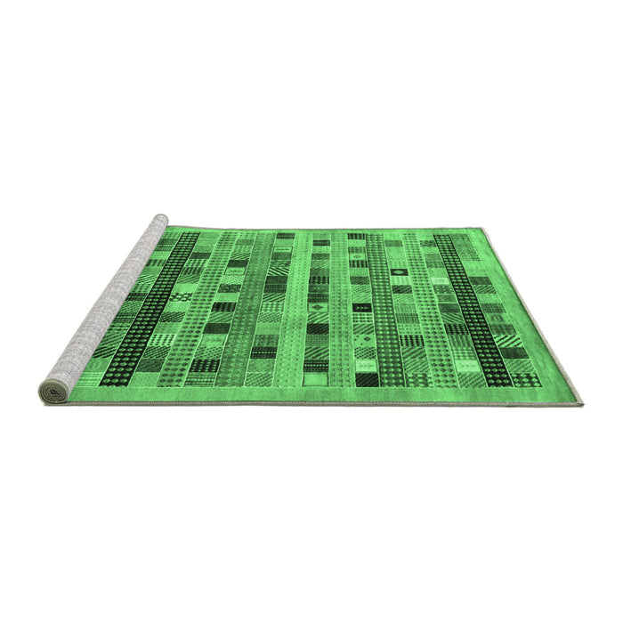 Sideview of Machine Washable Abstract Emerald Green Contemporary Area Rugs, wshcon597emgrn