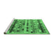 Sideview of Machine Washable Abstract Emerald Green Contemporary Area Rugs, wshcon597emgrn