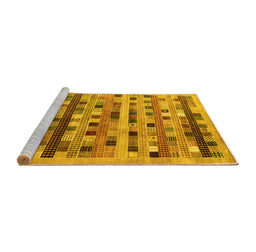 Sideview of Machine Washable Abstract Yellow Contemporary Rug, wshcon597yw
