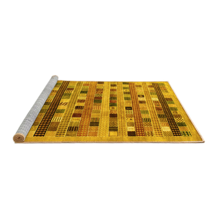 Sideview of Machine Washable Abstract Yellow Contemporary Rug, wshcon597yw