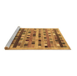 Sideview of Machine Washable Abstract Brown Contemporary Rug, wshcon597brn