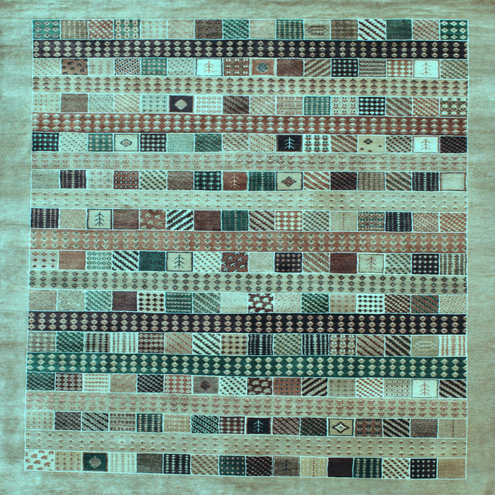 Square Abstract Light Blue Contemporary Rug, con597lblu