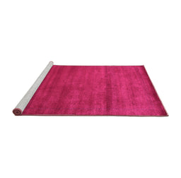 Sideview of Machine Washable Abstract Pink Contemporary Rug, wshcon598pnk