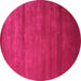 Round Machine Washable Abstract Pink Contemporary Rug, wshcon598pnk