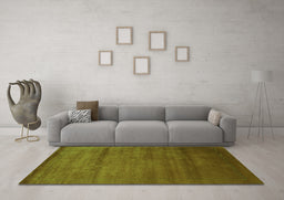 Machine Washable Abstract Green Contemporary Area Rugs in a Living Room,, wshcon598grn