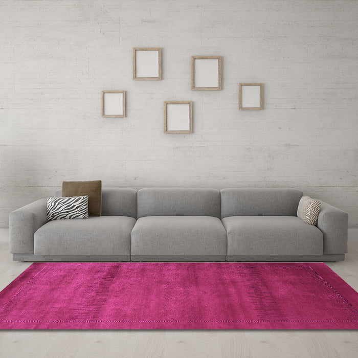 Machine Washable Abstract Purple Contemporary Area Rugs in a Living Room, wshcon598pur