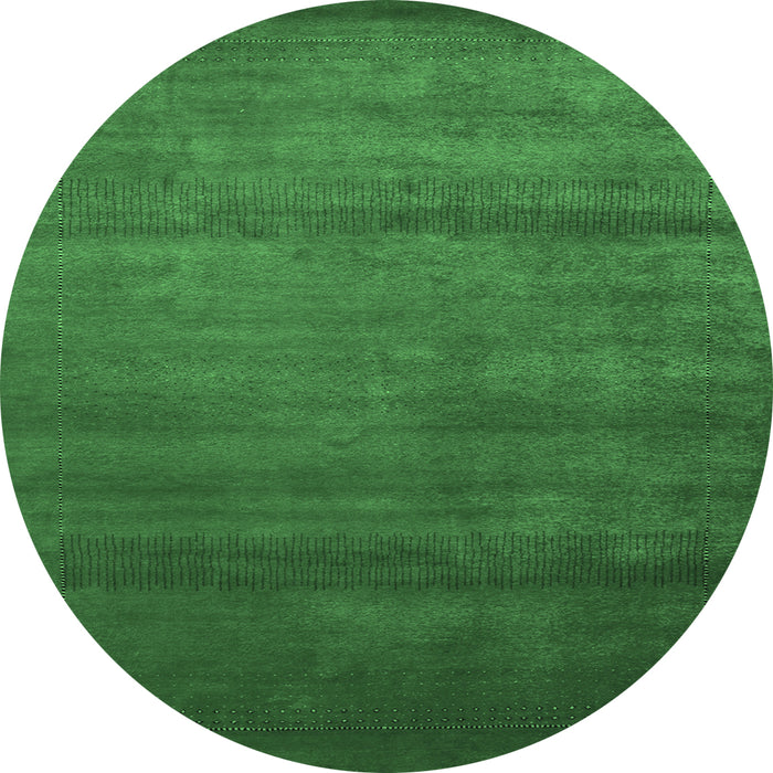 Round Abstract Emerald Green Contemporary Rug, con598emgrn