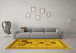 Machine Washable Abstract Yellow Contemporary Rug in a Living Room, wshcon599yw