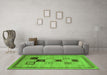 Machine Washable Abstract Green Contemporary Area Rugs in a Living Room,, wshcon599grn